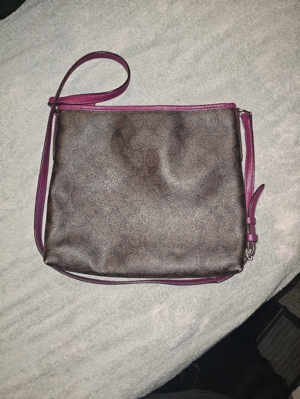 Coach Brown Signature Crossbody with Plum Trim - Picture 8 of 8